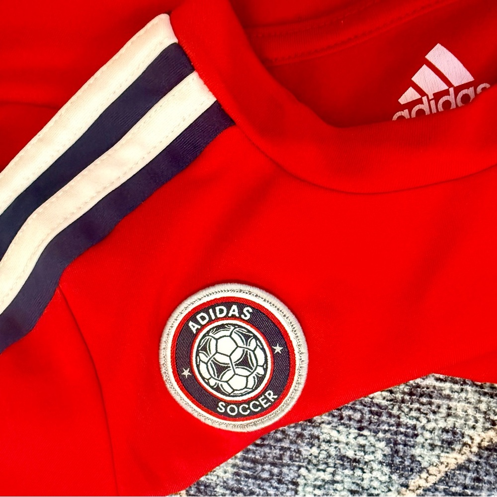 adidas Kids Red Athletic Tee with Navy Panels - Picture 5 of 5